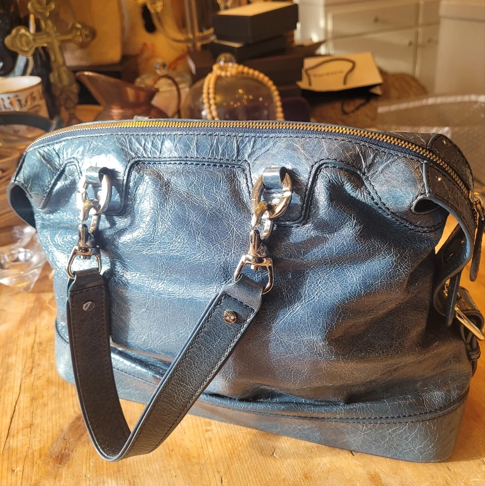 CELINE Shoulder Leather Blue Bag